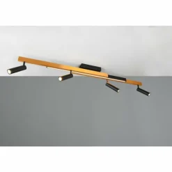 Lampes Dorées-Luminaires Trio Zeno Plafonnier LED Noir doré, 5 lumières, Télécommandes