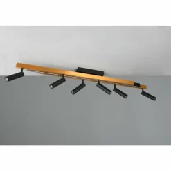 Lampes Dorées-Luminaires Trio Zeno Plafonnier LED Noir doré, 7 lumières, Télécommandes