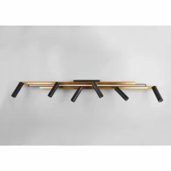 Lampes Dorées-Luminaires Trio Zeno Plafonnier LED Noir doré, 7 lumières, Télécommandes