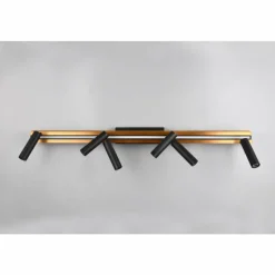 Lampes Dorées-Luminaires Trio Zeno Plafonnier LED Noir doré, 7 lumières, Télécommandes