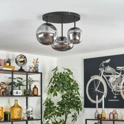 hofstein Zernez Plafonnier Noir, 3 lumières