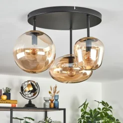 hofstein Zernez Plafonnier Noir, 3 lumières