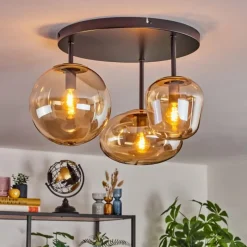 hofstein Zernez Plafonnier Noir, 3 lumières