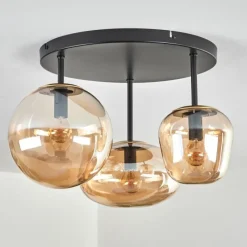 hofstein Zernez Plafonnier Noir, 3 lumières