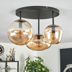 hofstein Zernez Plafonnier Noir, 3 lumières