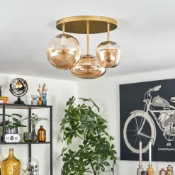 hofstein Zernez Plafonnier Or, 3 lumières