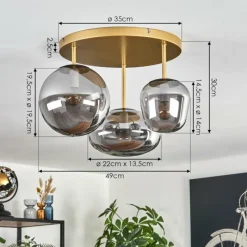 Lampes Dorées-hofstein Zernez Plafonnier Or, 3 lumières