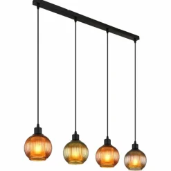 Luminaires Globo Lighting Zumba Suspension Noir, 4 lumières